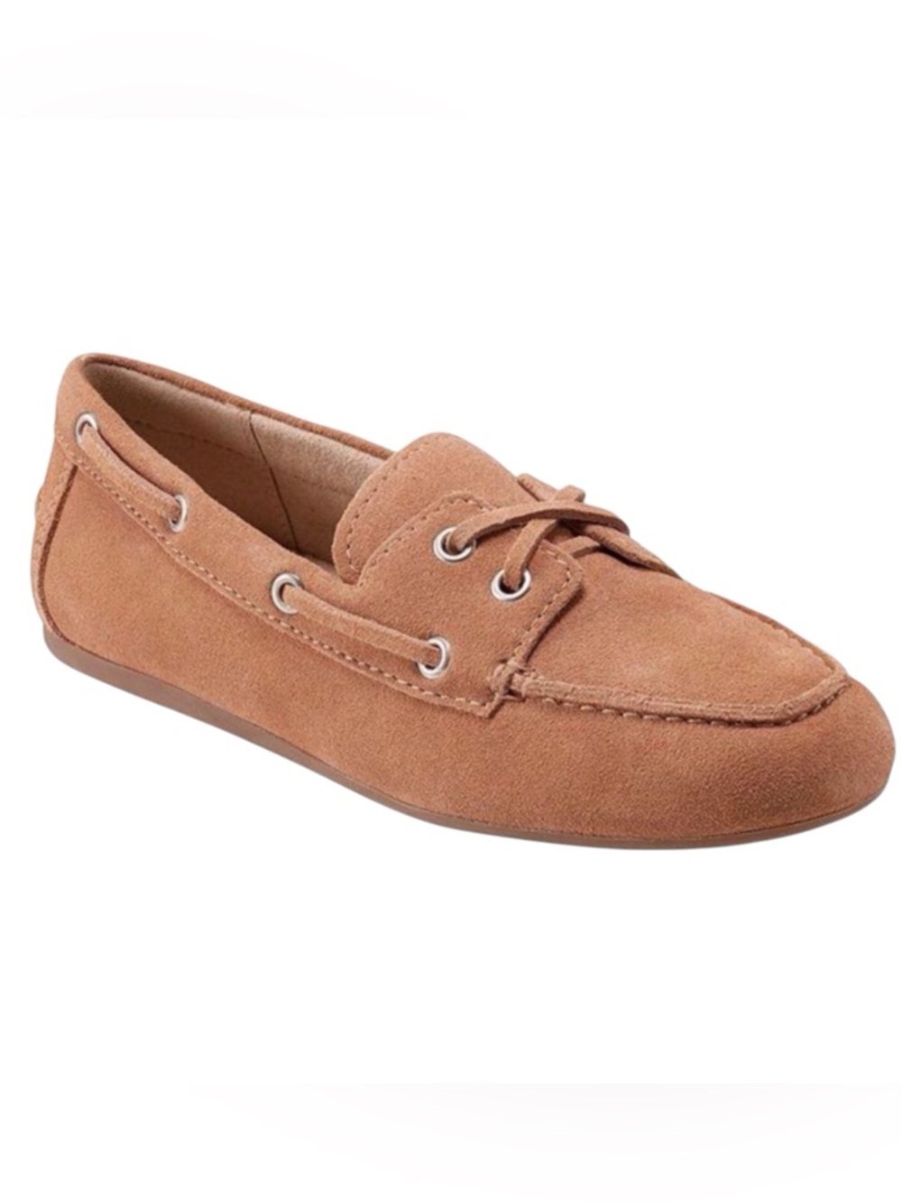 Marc Fisher Suede Boating Loafers Lace Up Medium Natural Size-6.5 NIB